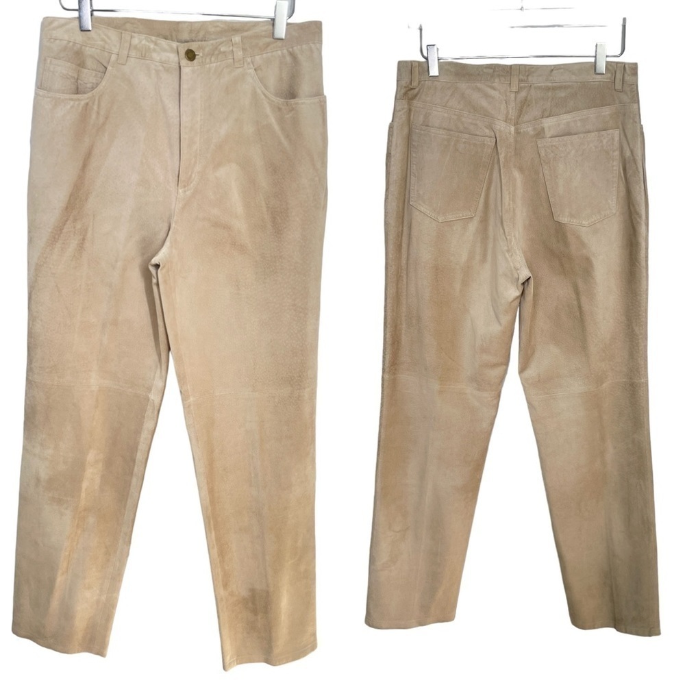 Jones New York Taupe 100% Suede Trousers w/Classic Five Pocket Styling Size 14